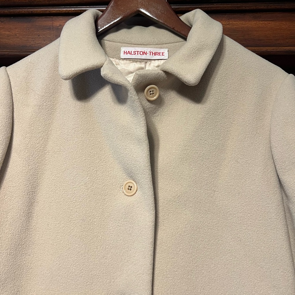 Vintage Halston Three Wool Coat 70’s Collectors Item Excellent Condition Sz med - Picture 3 of 16